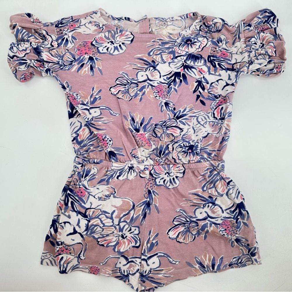 Lilly Pulitzer Girl Purple Floral Kallima Romper Size Medium 6-7